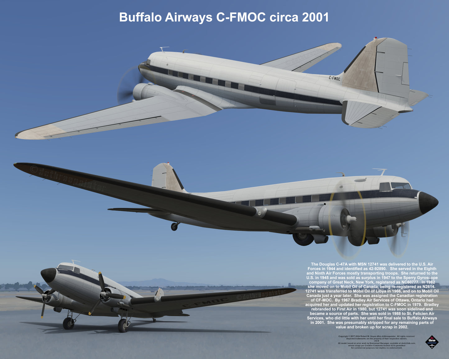 Design 1 (20" x 16") Fleet of Fancy Number 1: Buffalo Airways - Set of 27 Prints