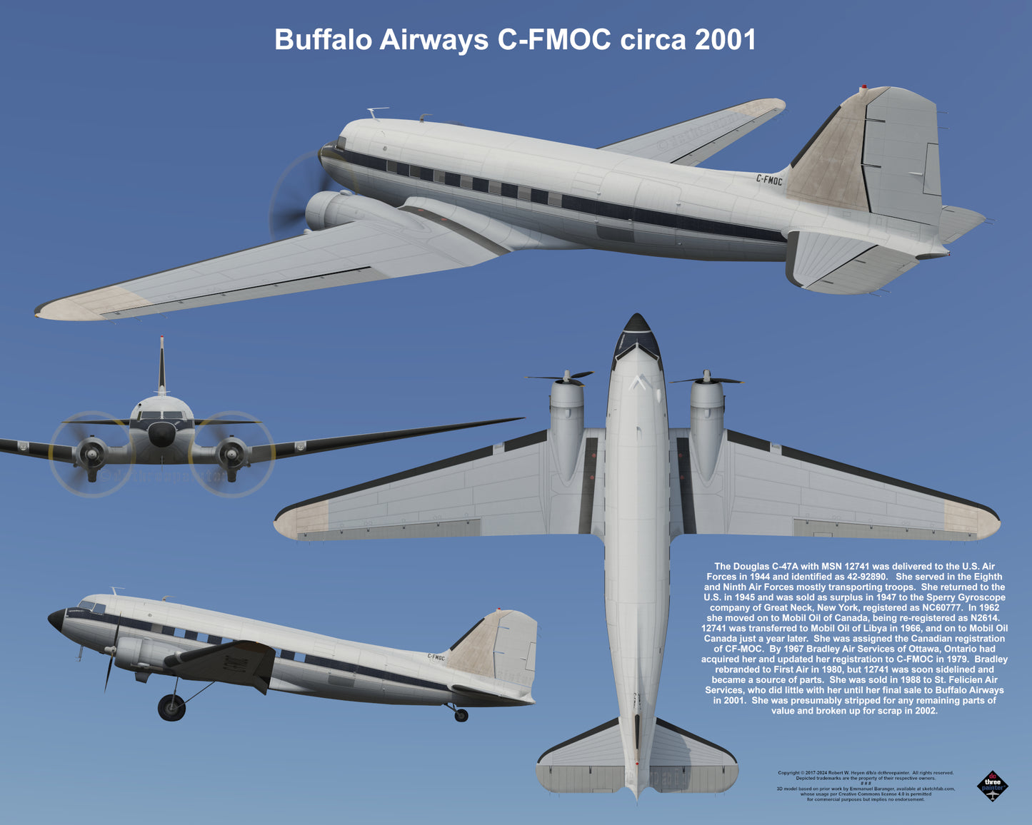Design 2 (20" x 16") Fleet of Fancy Number 1: Buffalo Airways - Set of 27 Prints