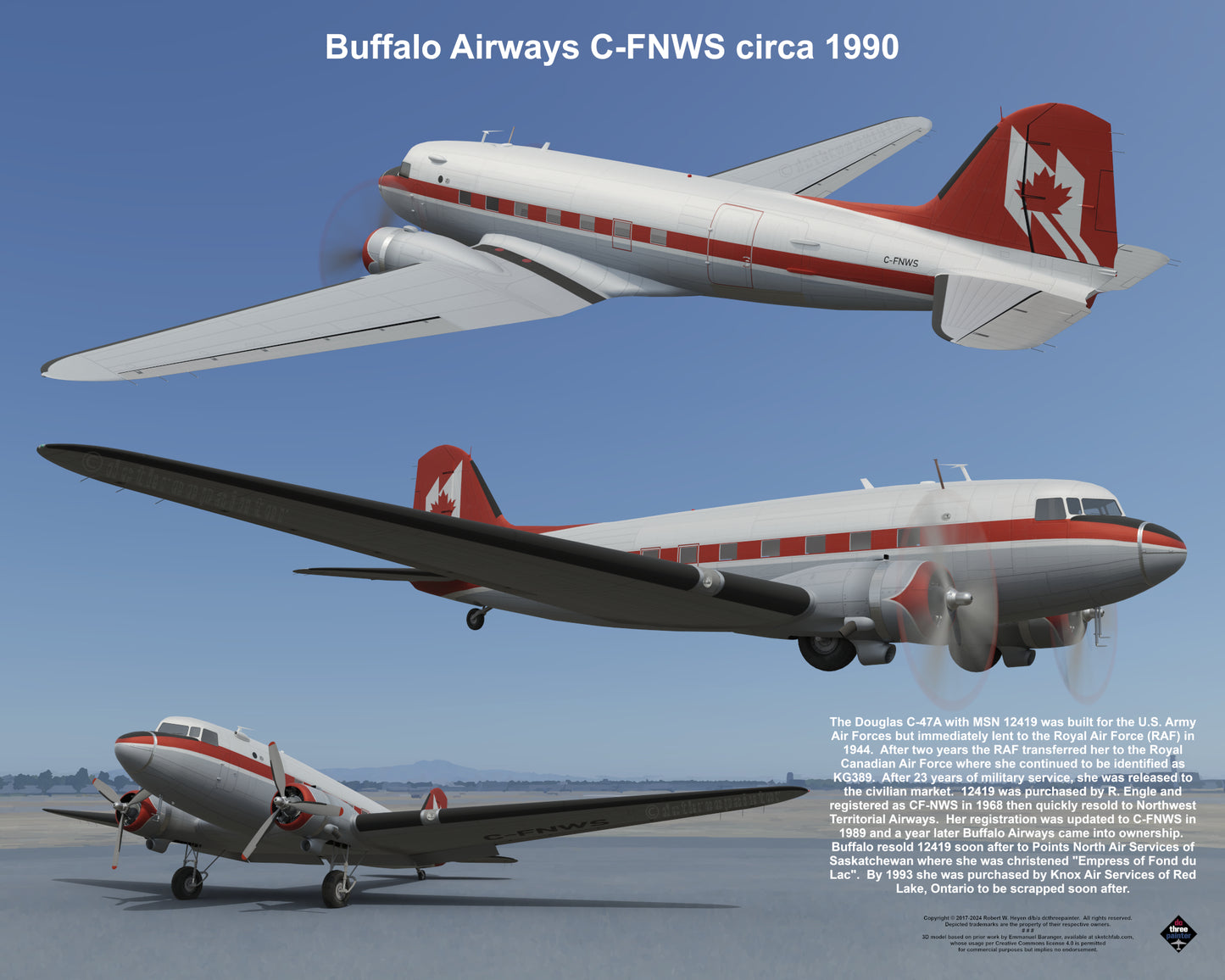 Design 1 (20" x 16") Fleet of Fancy Number 1: Buffalo Airways - Set of 27 Prints