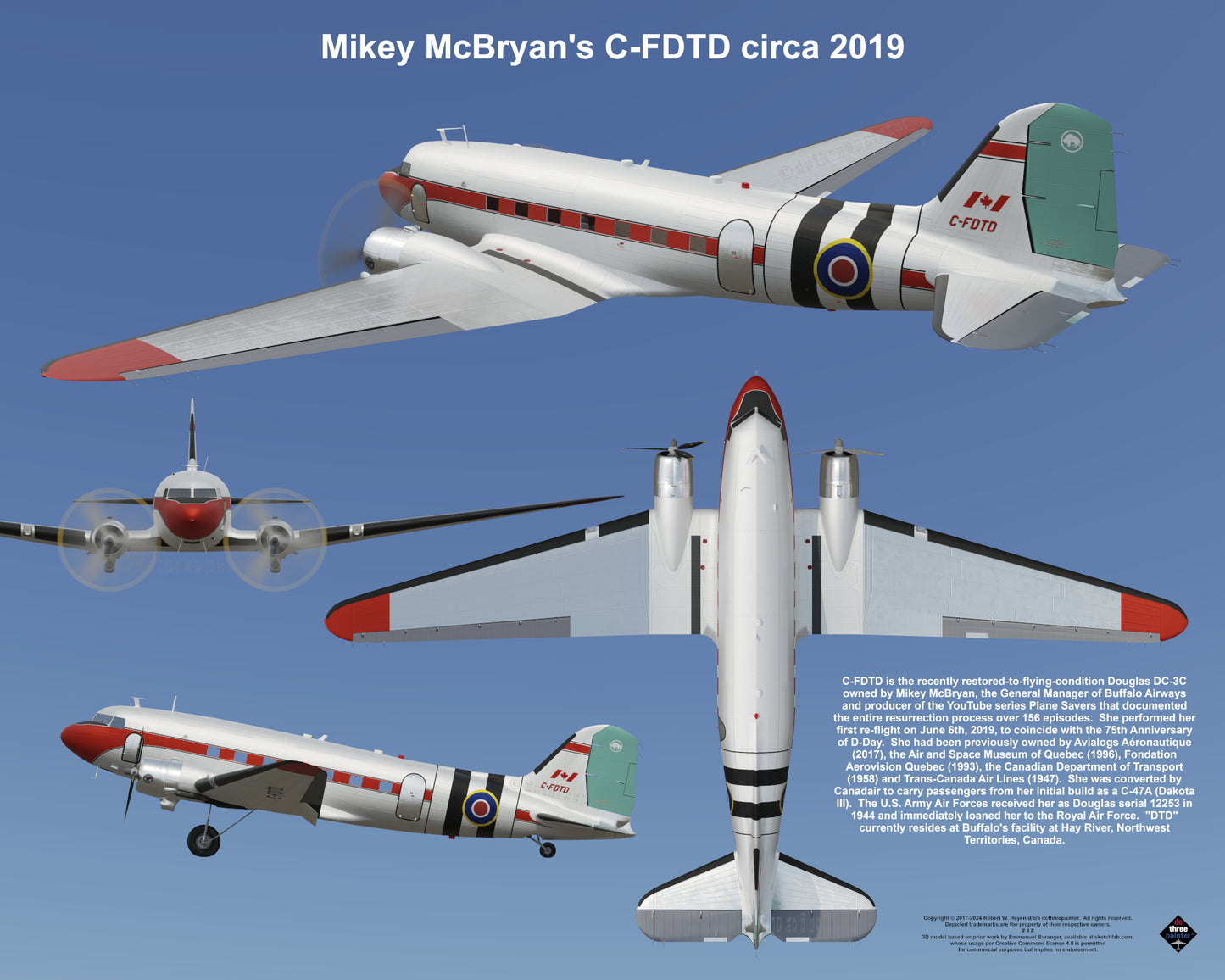 Design 2 (20" x 16") Douglas DC-3 12253 Mikey McBryan C-FDTD 2019