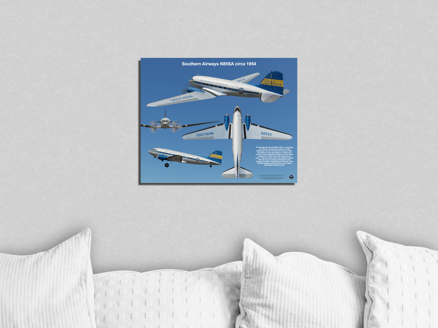 Design 2 (20" x 16") Douglas DC-3 11637 Southern Airways N85SA 1954