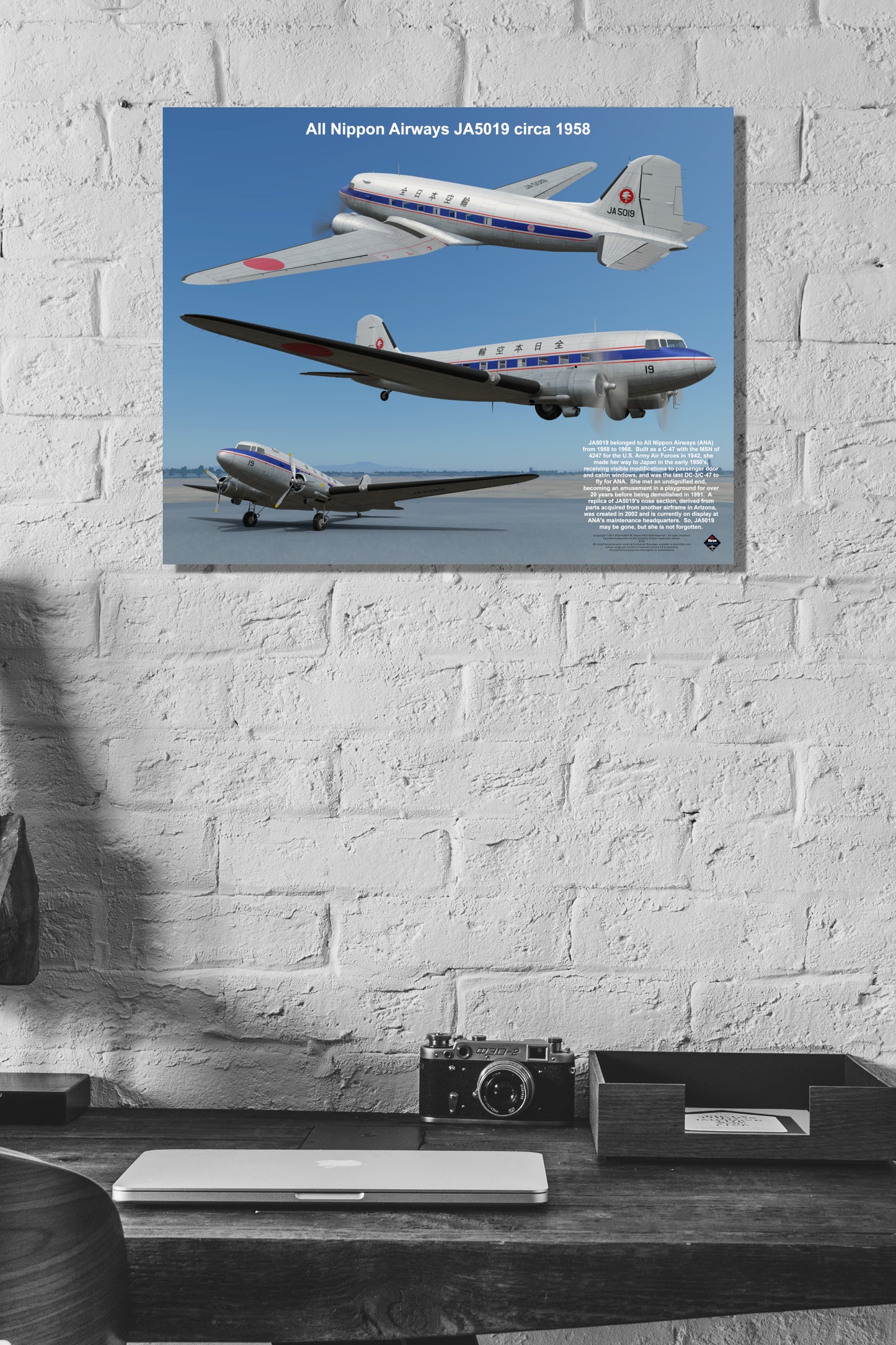 Design 1 (20" x 16") Douglas DC-3 4247 All Nippon Airways JA5019 1958
