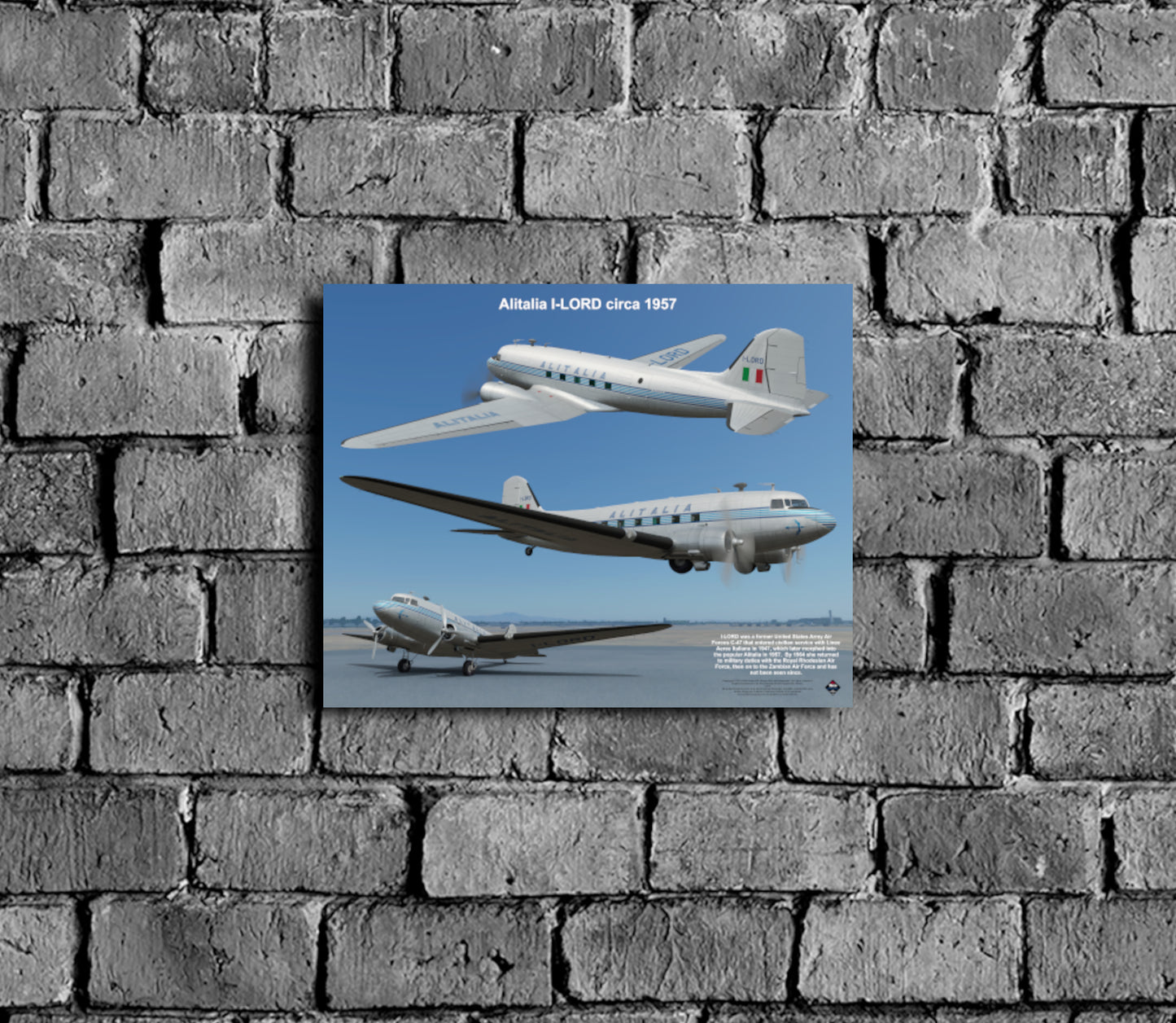 Design 1 (20" x 16") Douglas C-47 4496 Alitalia I-LORD 1957
