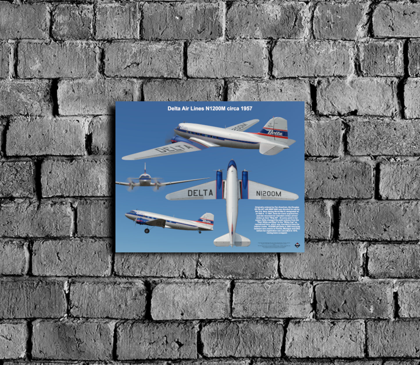 Design 2 (20" x 16") Douglas DC-3 4962 Delta N1200M 1957