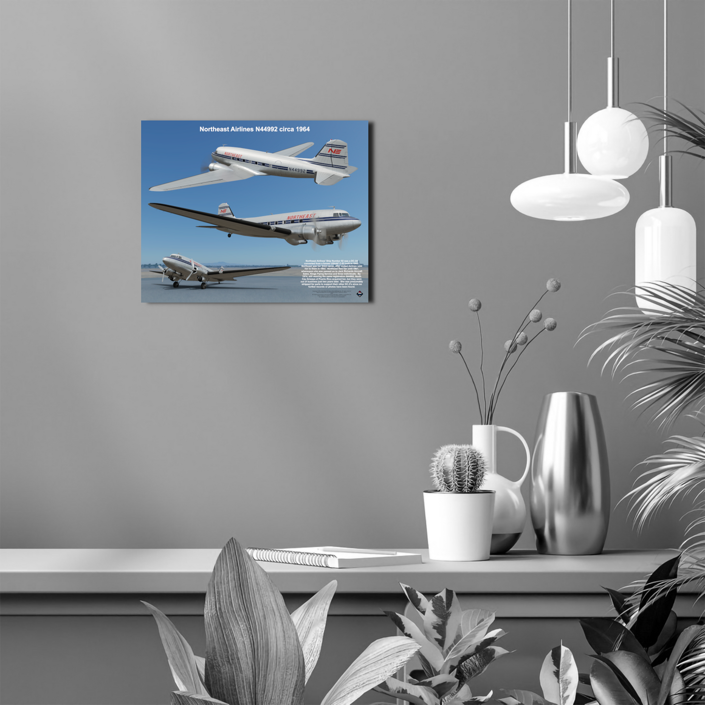 Design 1 (20" x 16") Douglas DC-3 11738 Northeast Airlines N44992 1964