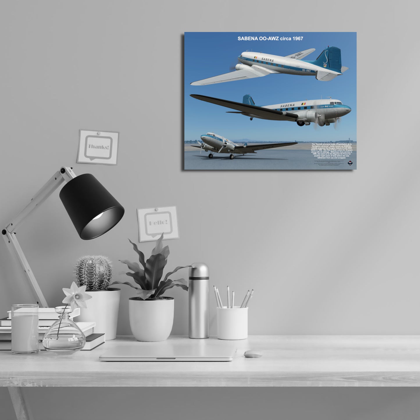 Design 1 (20" x 16") Douglas Dakota 25292 SABENA OO-AWZ 1967