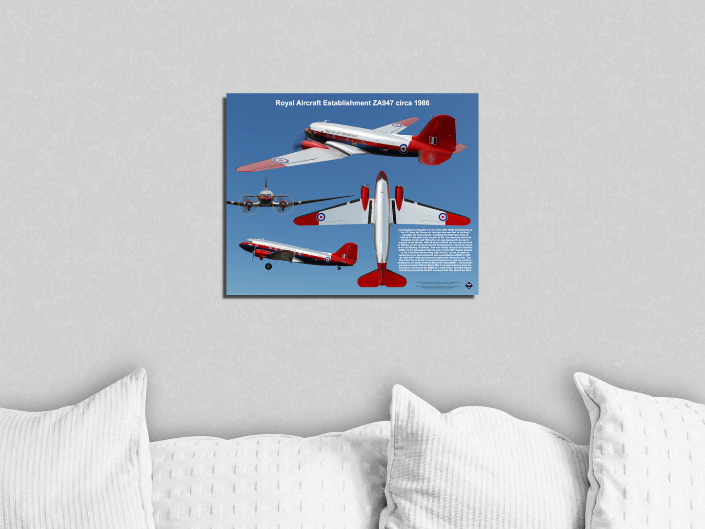 Design 2 (20" x 16") Douglas Dakota 10200 Royal Aircraft Establishment ZA947 1986