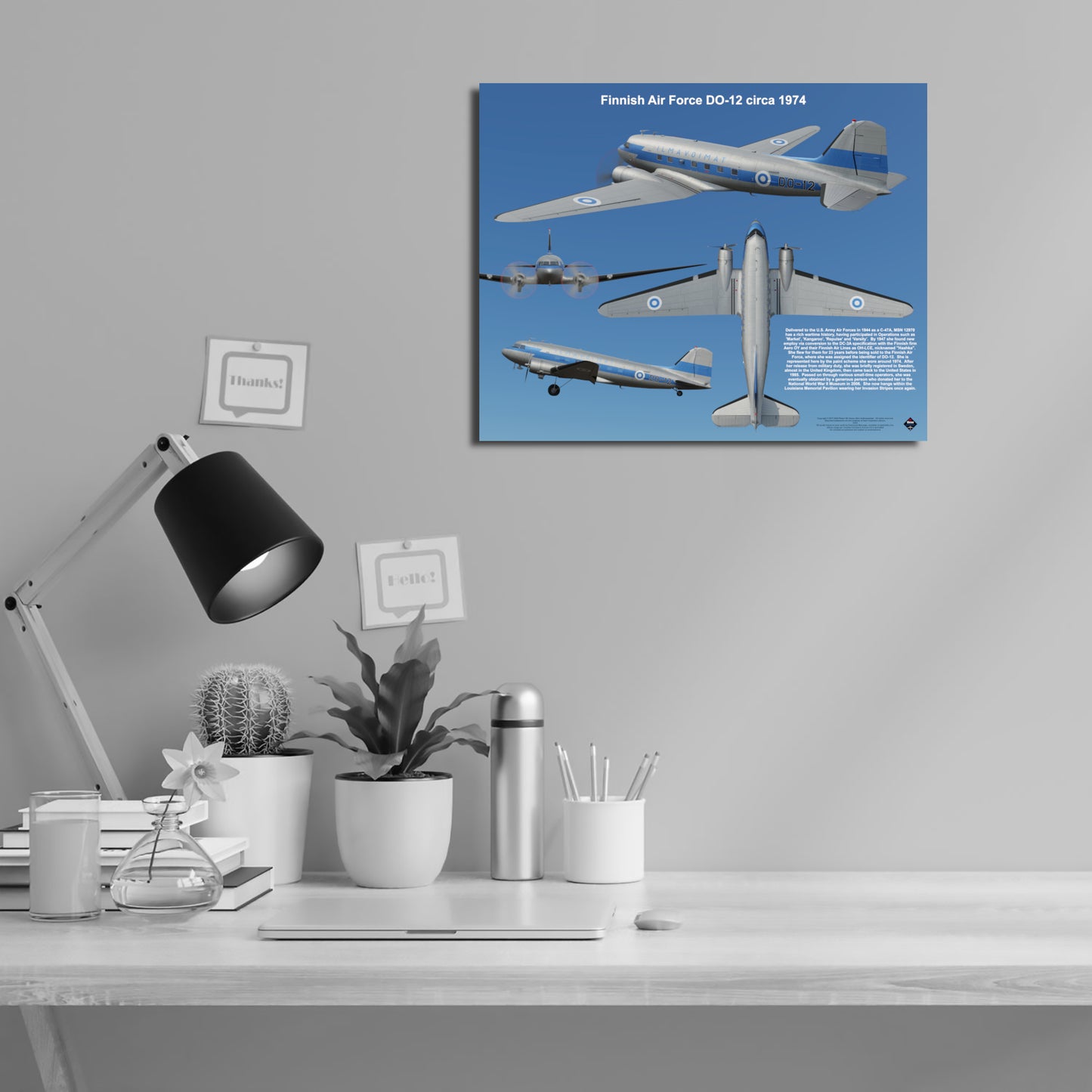 Design 2 (20" x 16") Douglas DC-3 12970 Finnish Air Force DO-12 1974