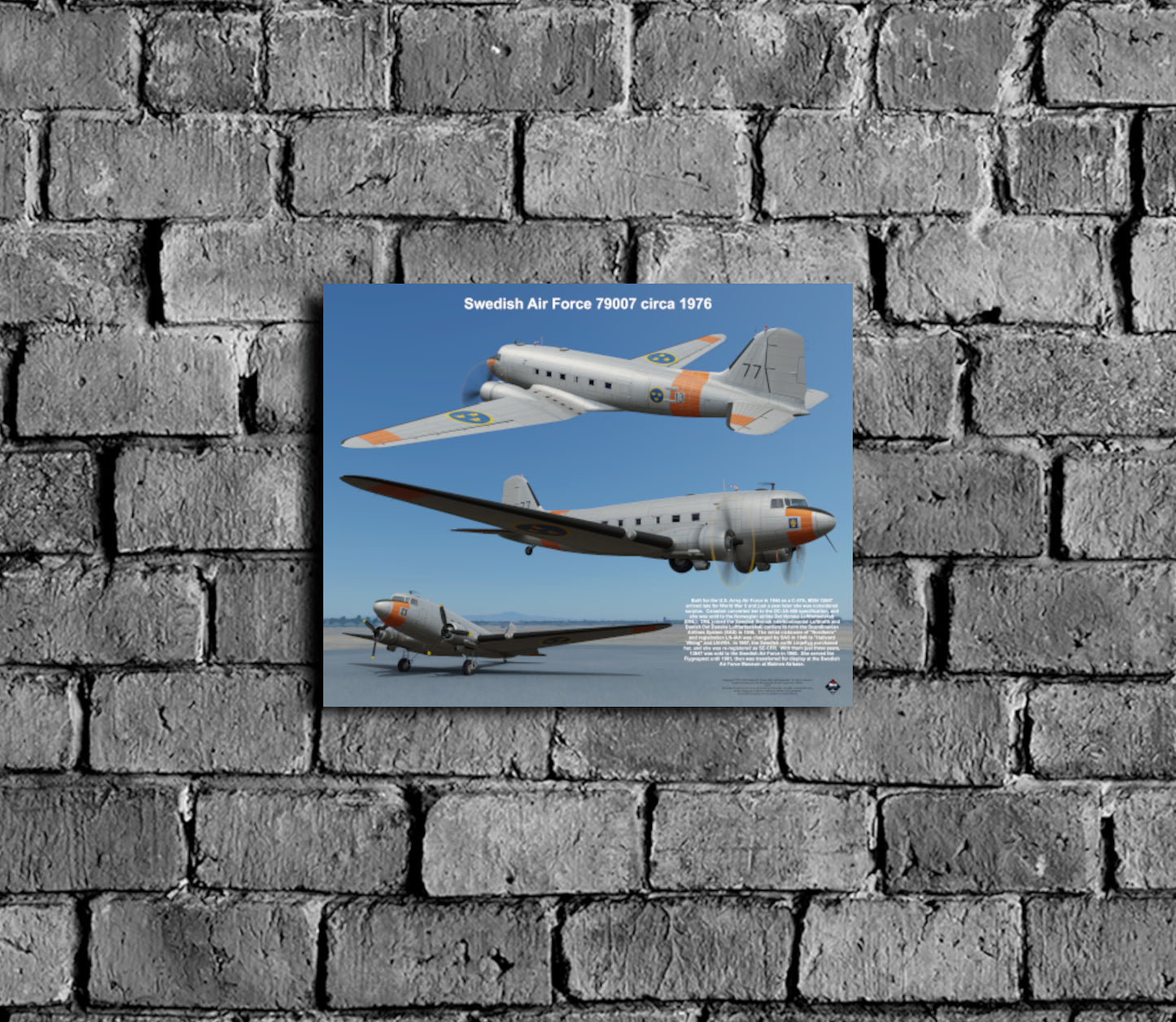 Design 1 (20" x 16") Douglas Tp 79 13647 Swedish Air Force 79007 1976