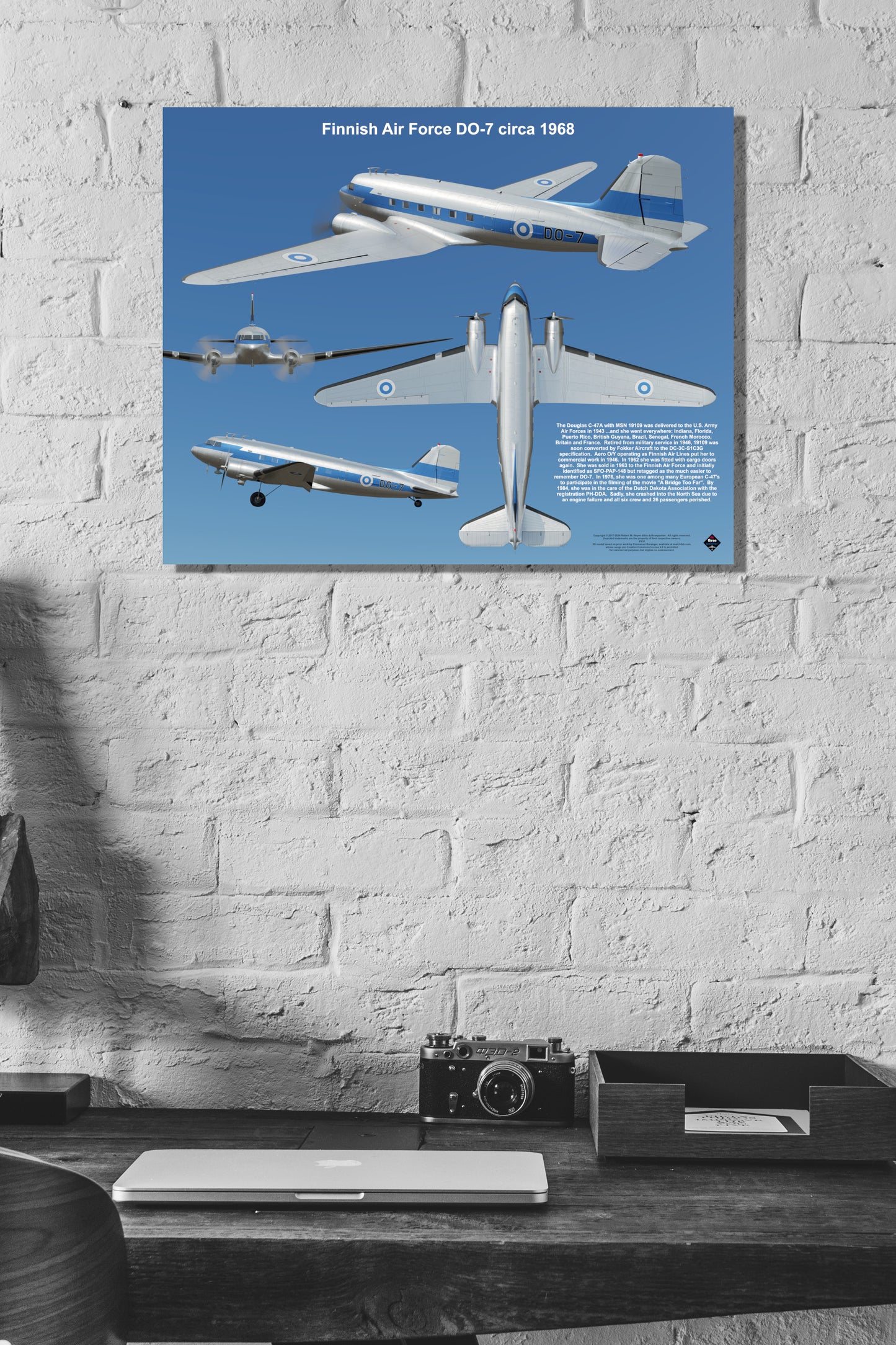 Design 2 (20" x 16") Douglas DC-3 19109 Finnish Air Force DO-7 1968