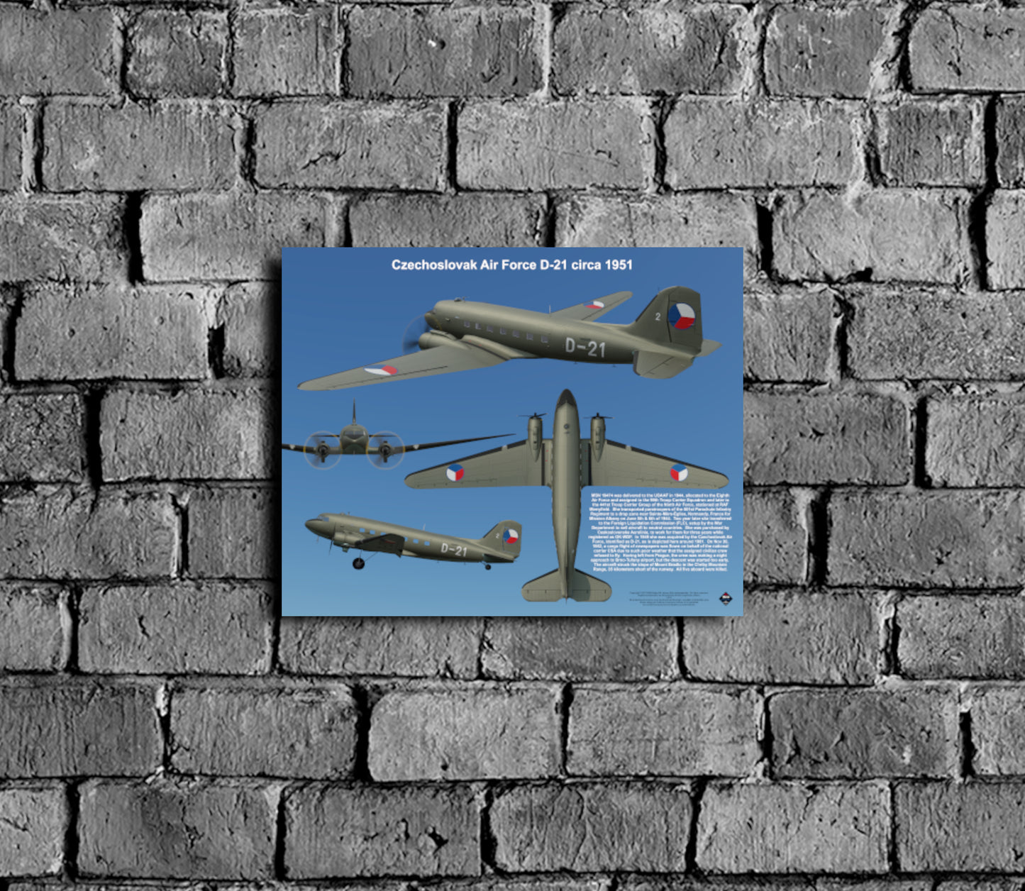 Design 2 (20" x 16") Douglas C-47 19474 Czechoslovak Air Force D-21 1951