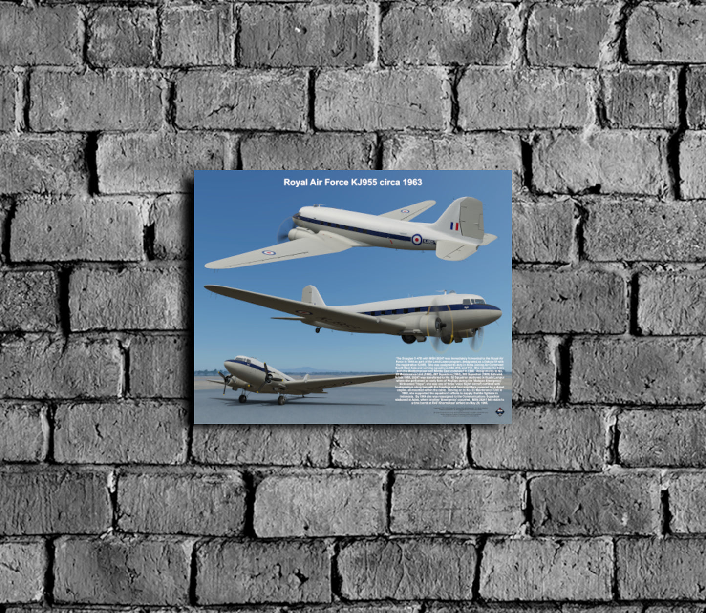 Design 1 (20" x 16") Douglas Dakota 26247 Royal Air Force KJ955 "Hope" 1963