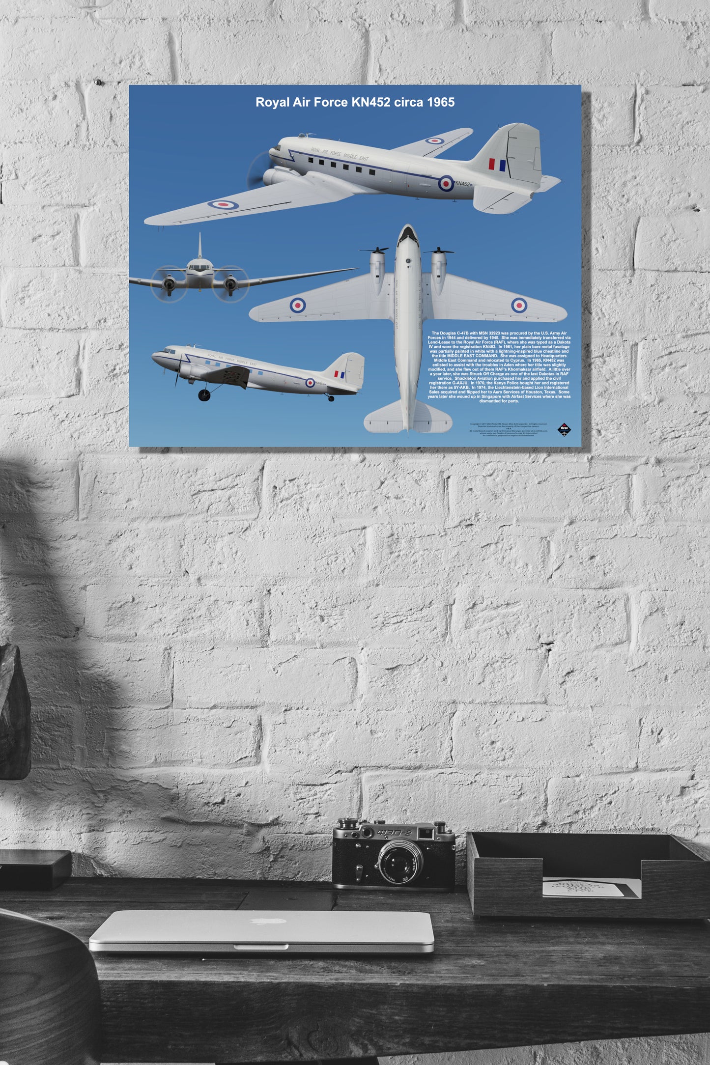 Design 2 (20" x 16") Douglas Dakota 32923 Royal Air Force KN452 1965