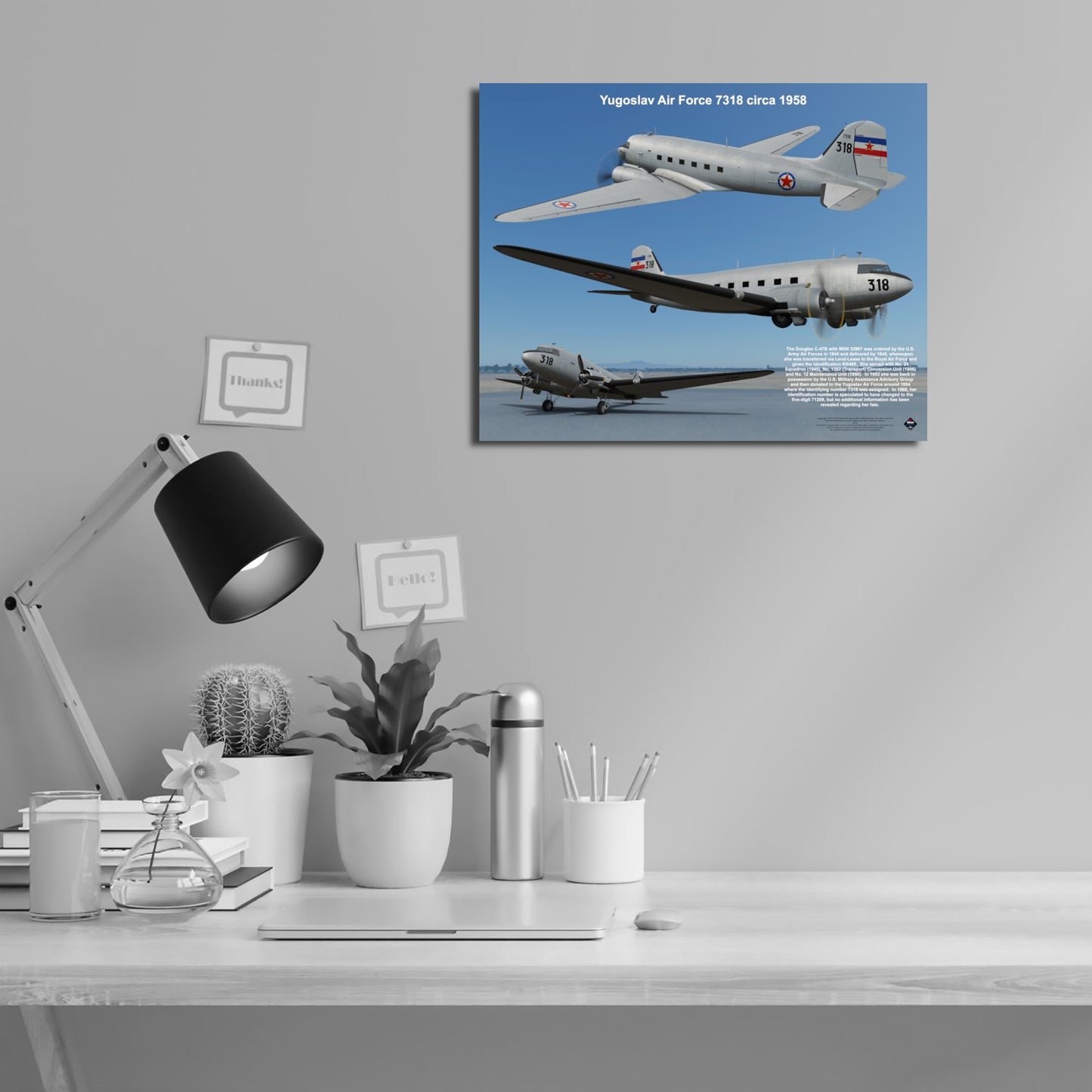 Design 1 (20" x 16") Douglas C-47 32967 Yugoslav Air Force 7318 1958