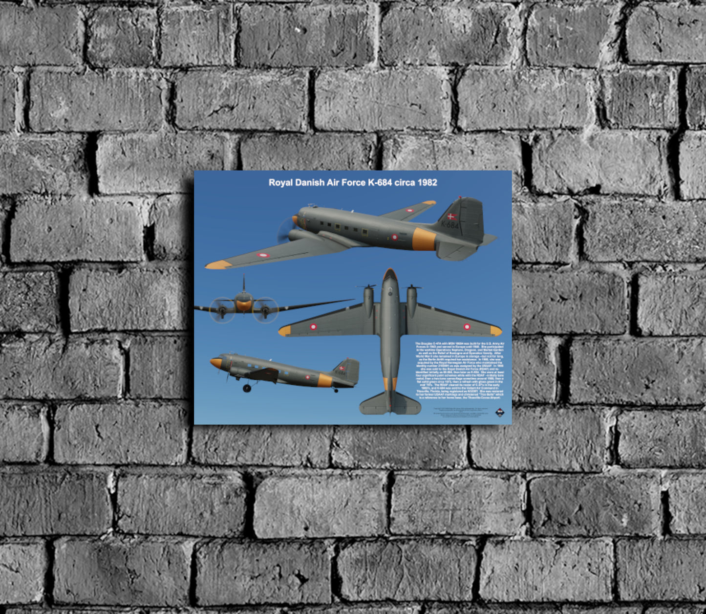 Design 2 (20" x 16") Douglas C-47 19054 Royal Danish Air Force K-684 1982
