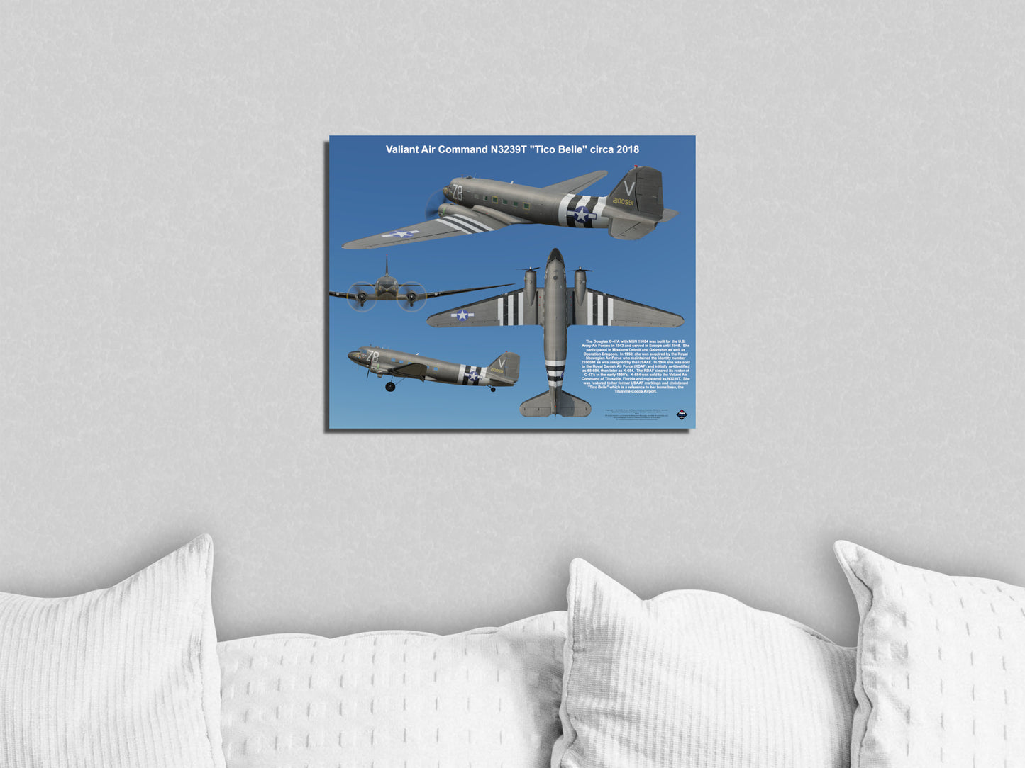 Design 2 (20" x 16") Douglas C-47 19054 Valiant Air Command N3239T "Tico Belle" 2018