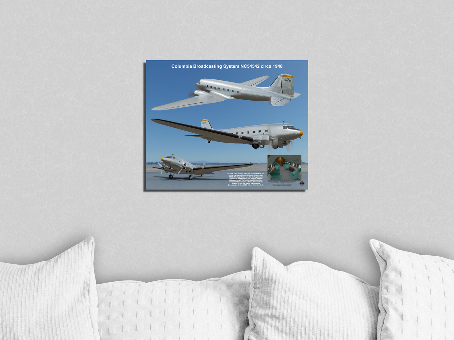 Design 1 (20" x 16") Douglas DC-3 34378 Columbia Broadcasting System NC54542 1948