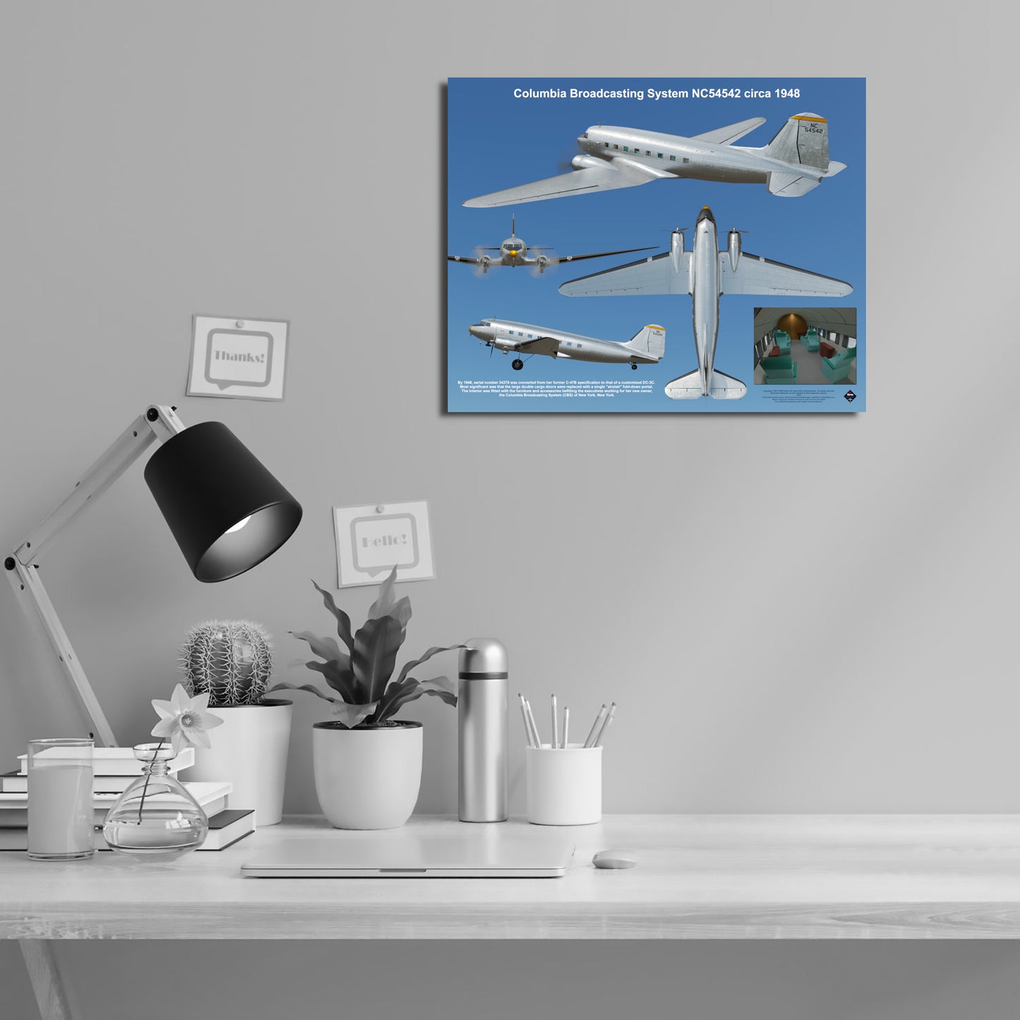 Design 2 (20" x 16") Douglas DC-3 34378 Columbia Broadcasting System NC54542 1948
