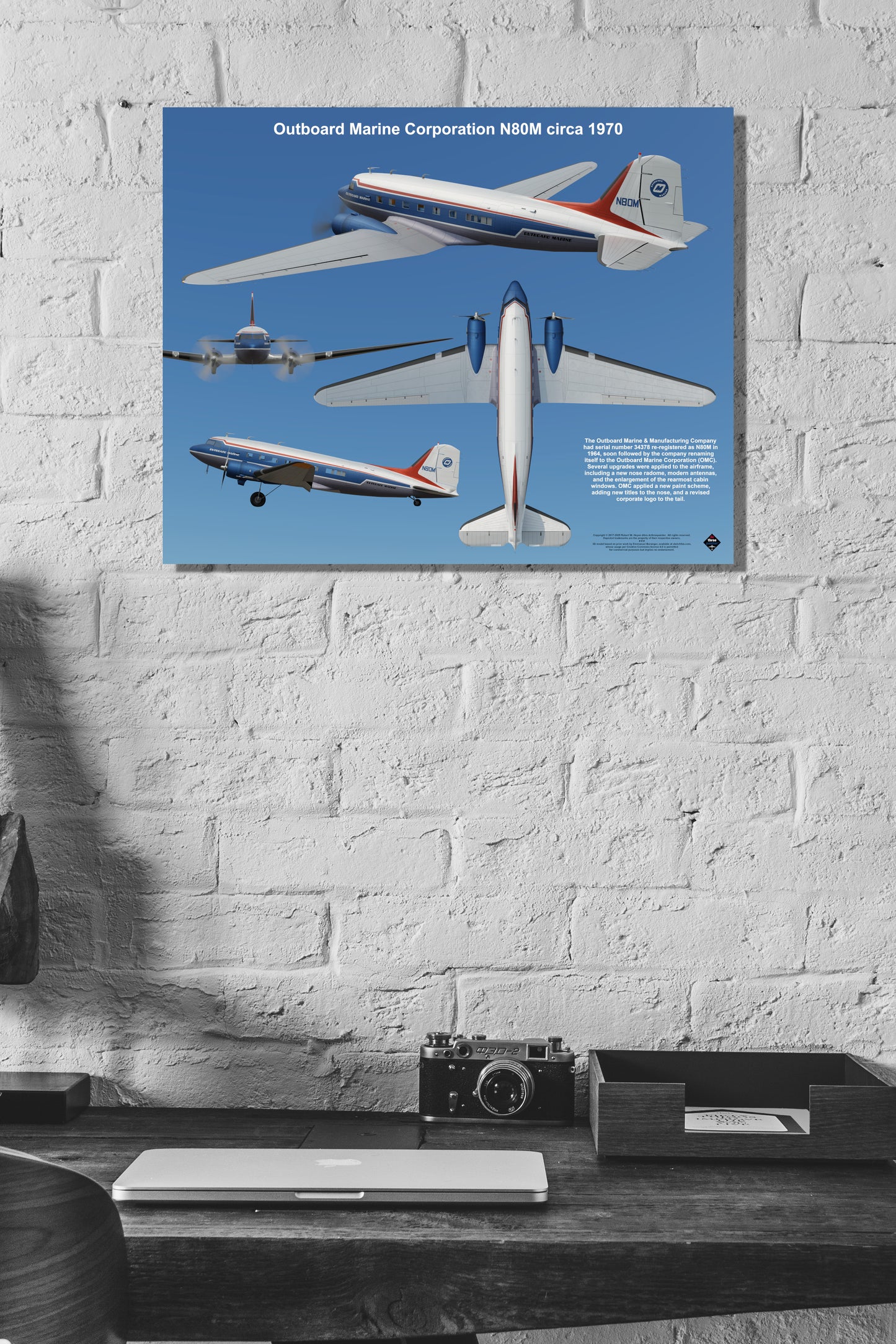 Design 2 (20" x 16") Douglas DC-3 34378 Outboard Marine Corporation N80M 1970