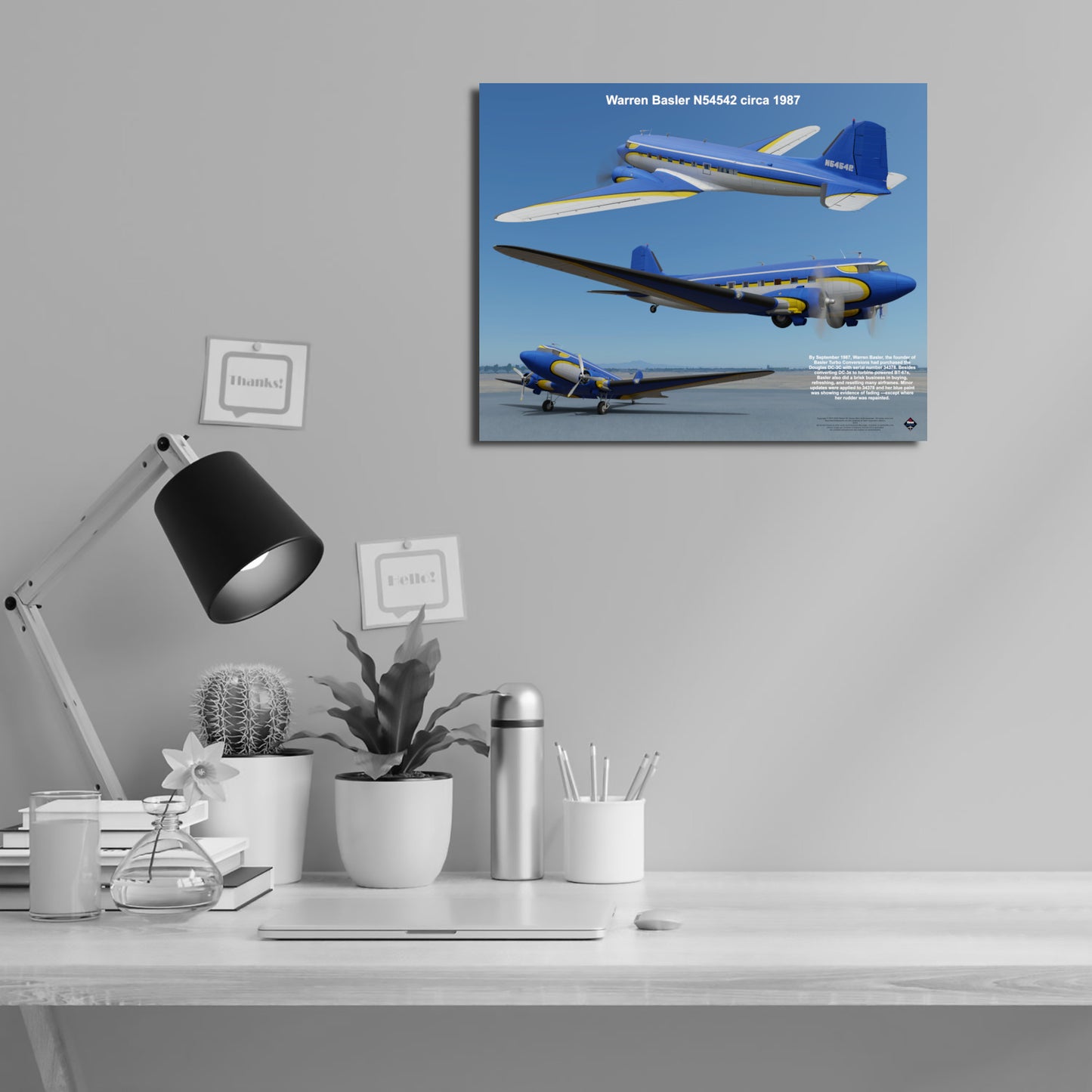 Design 1 (20" x 16") Douglas DC-3 34378 Warren Basler N54542 1987