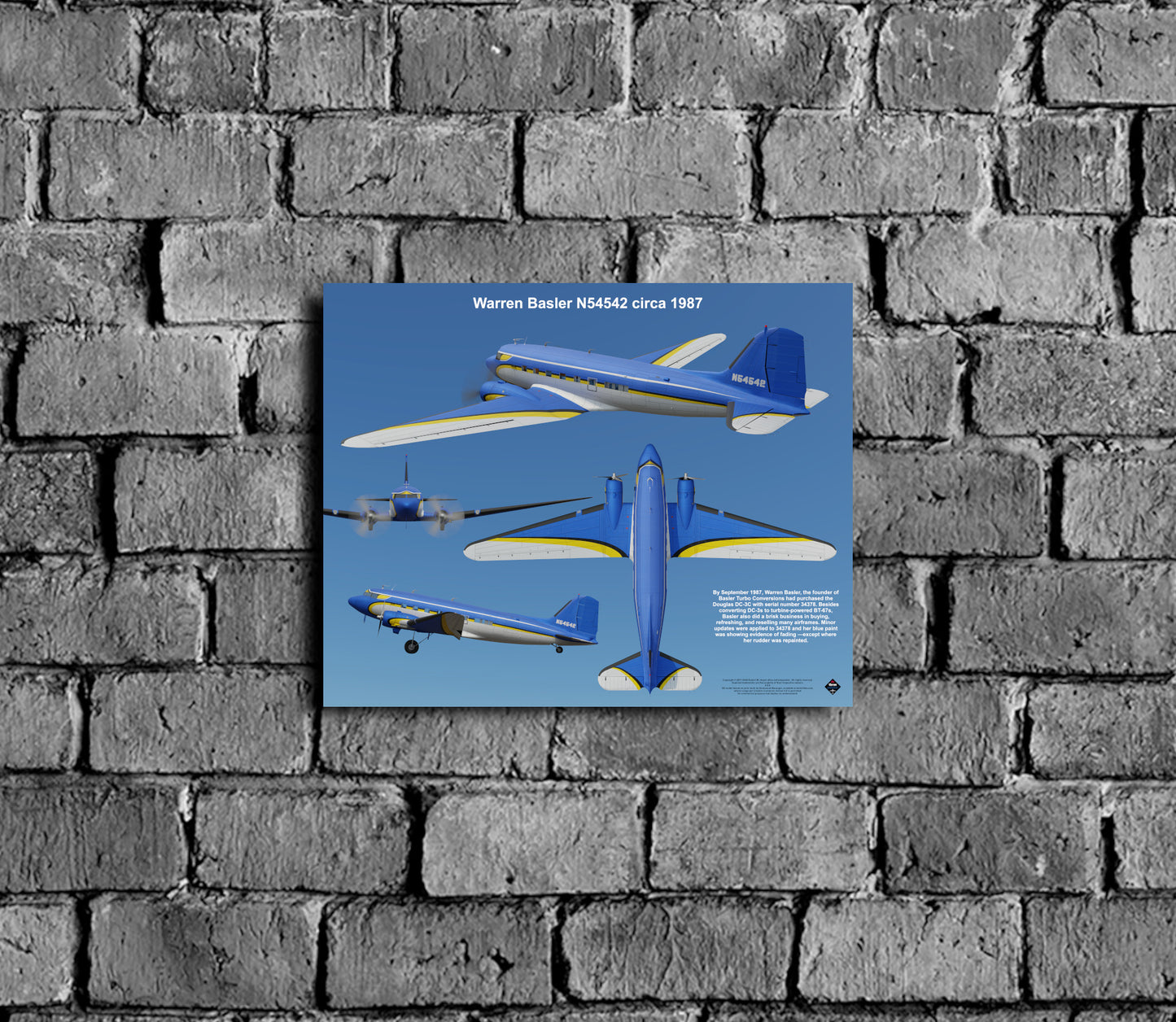 Design 2 (20" x 16") Douglas DC-3 34378 Warren Basler N54542 1987