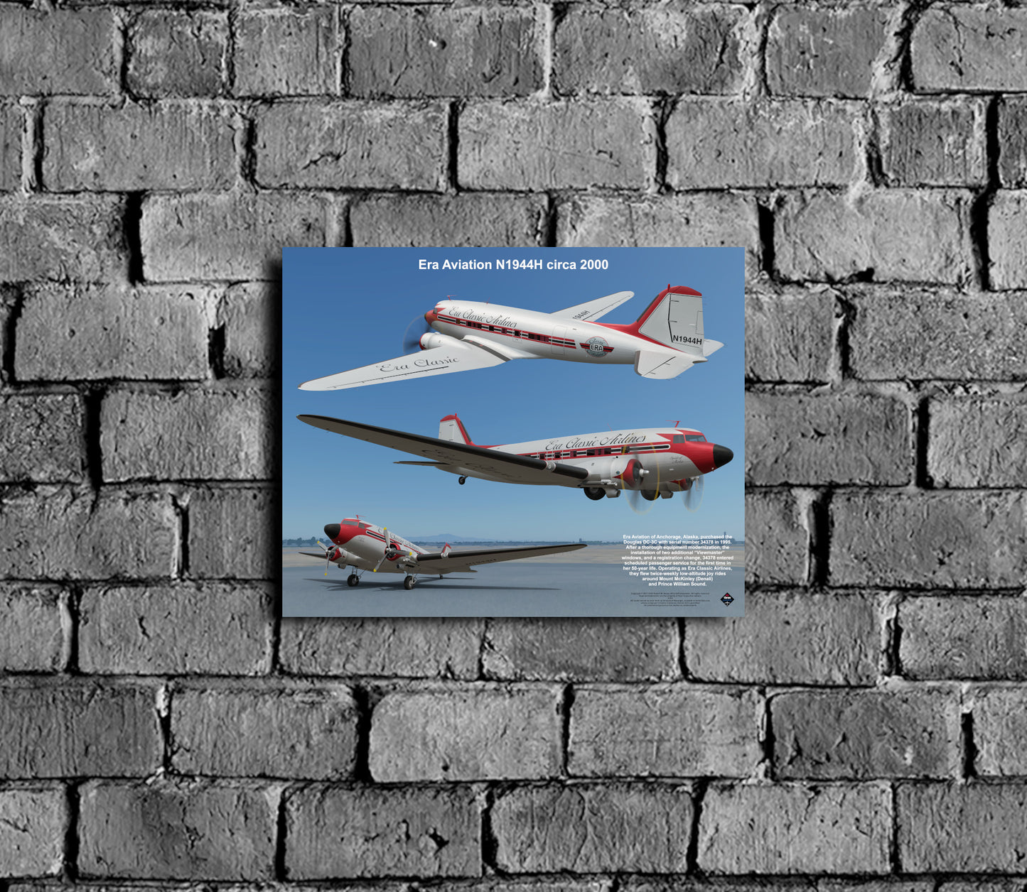 Design 1 (20" x 16") Douglas DC-3 34378 Era Aviation N1944H 2000