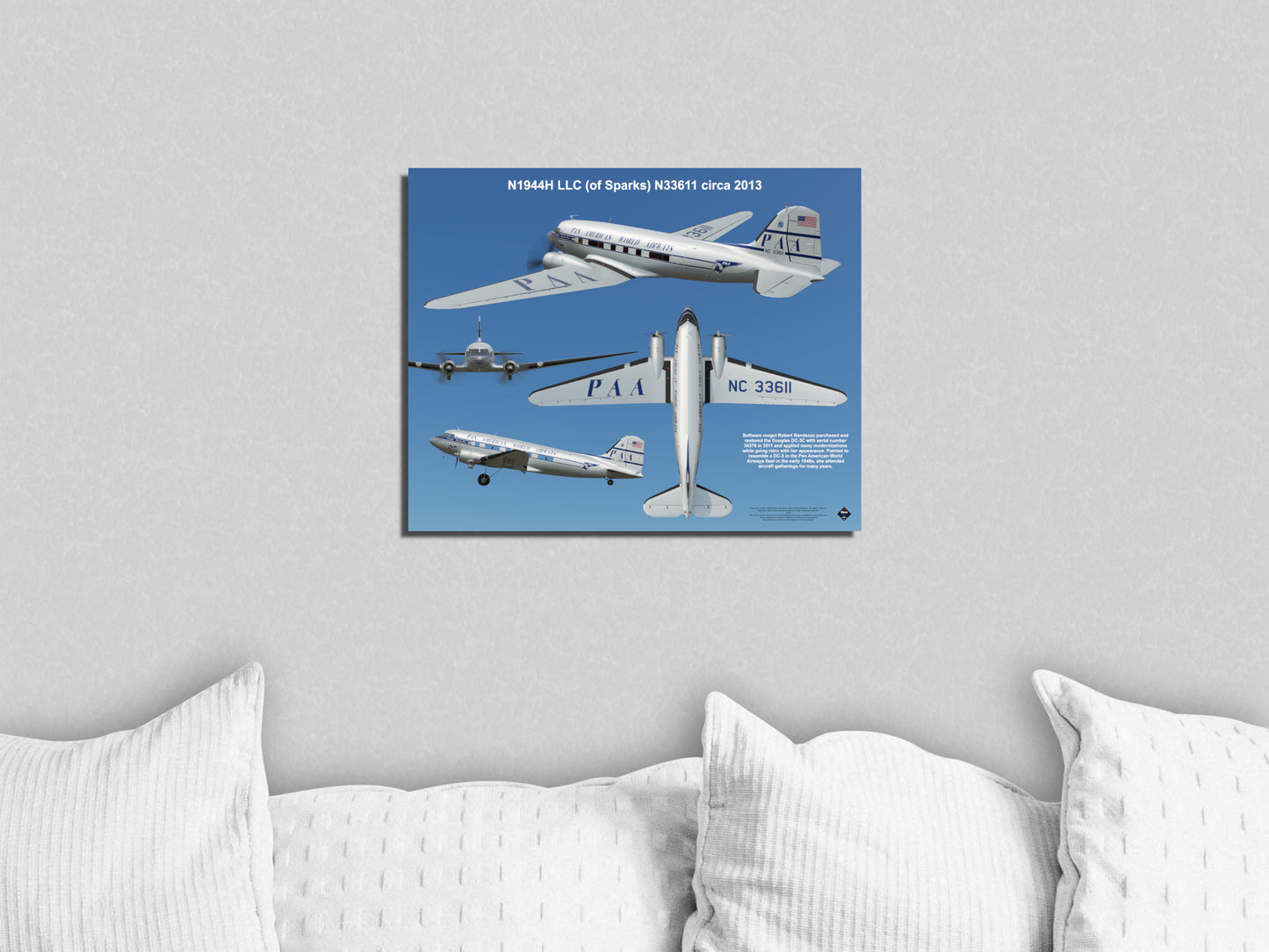 Design 2 (20" x 16") Douglas DC-3 34378 N1944H LLC (of Sparks) N33611 2013