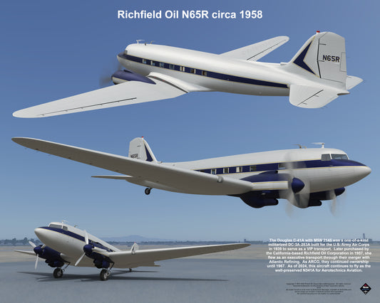 Design 1 (20" x 16") Douglas DC-3 2145 Richfield Oil N65R 1958