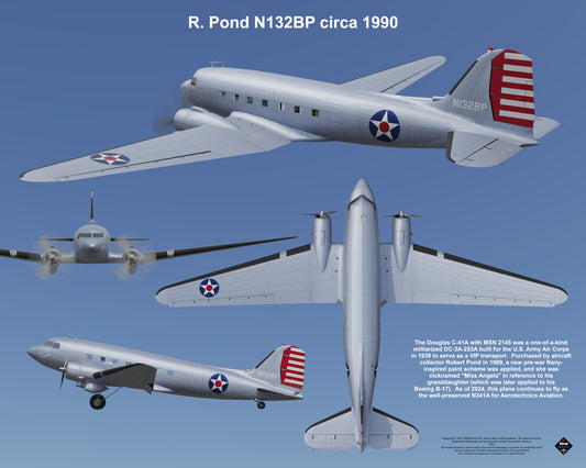 Design 2 (20" x 16") Douglas DC-3 2145 R. Pond N132BP 1990