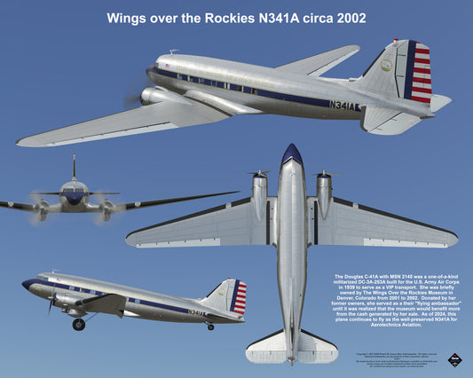 Design 2 (20" x 16") Douglas DC-3 2145 Wings over the Rockies N341A 2002