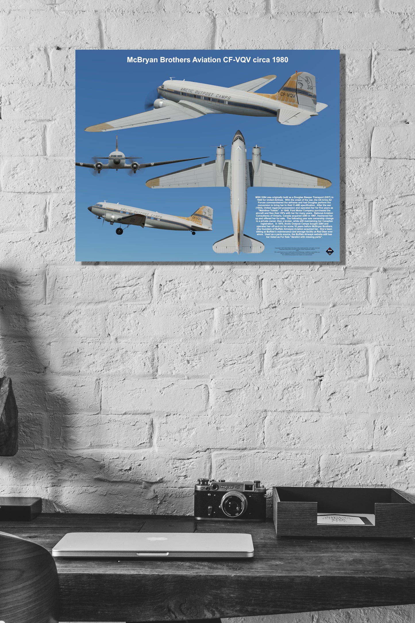 Design 2 (20" x 16") Douglas C-48 3264 McBryan Brothers Aviation CF-VQV 1980