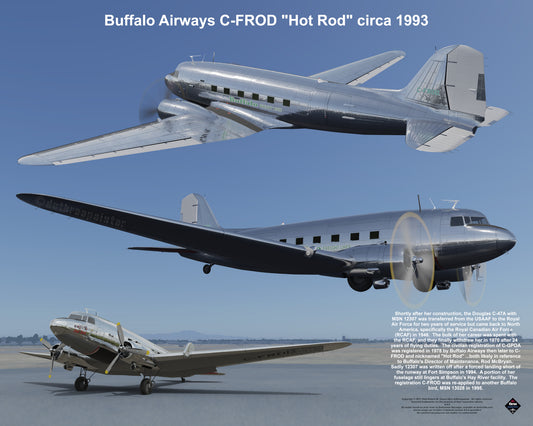 Design 1 (20" x 16") Douglas CC-129 12307 Buffalo Airways C-FROD "Hot Rod" 1993