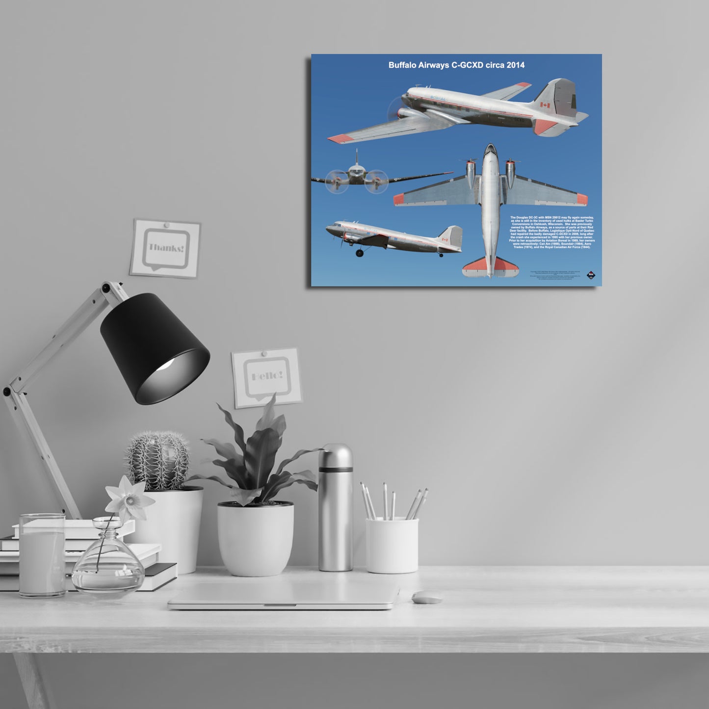 Design 2 (20" x 16") Douglas DC-3 25612 Buffalo Airways C-GCXD 2014