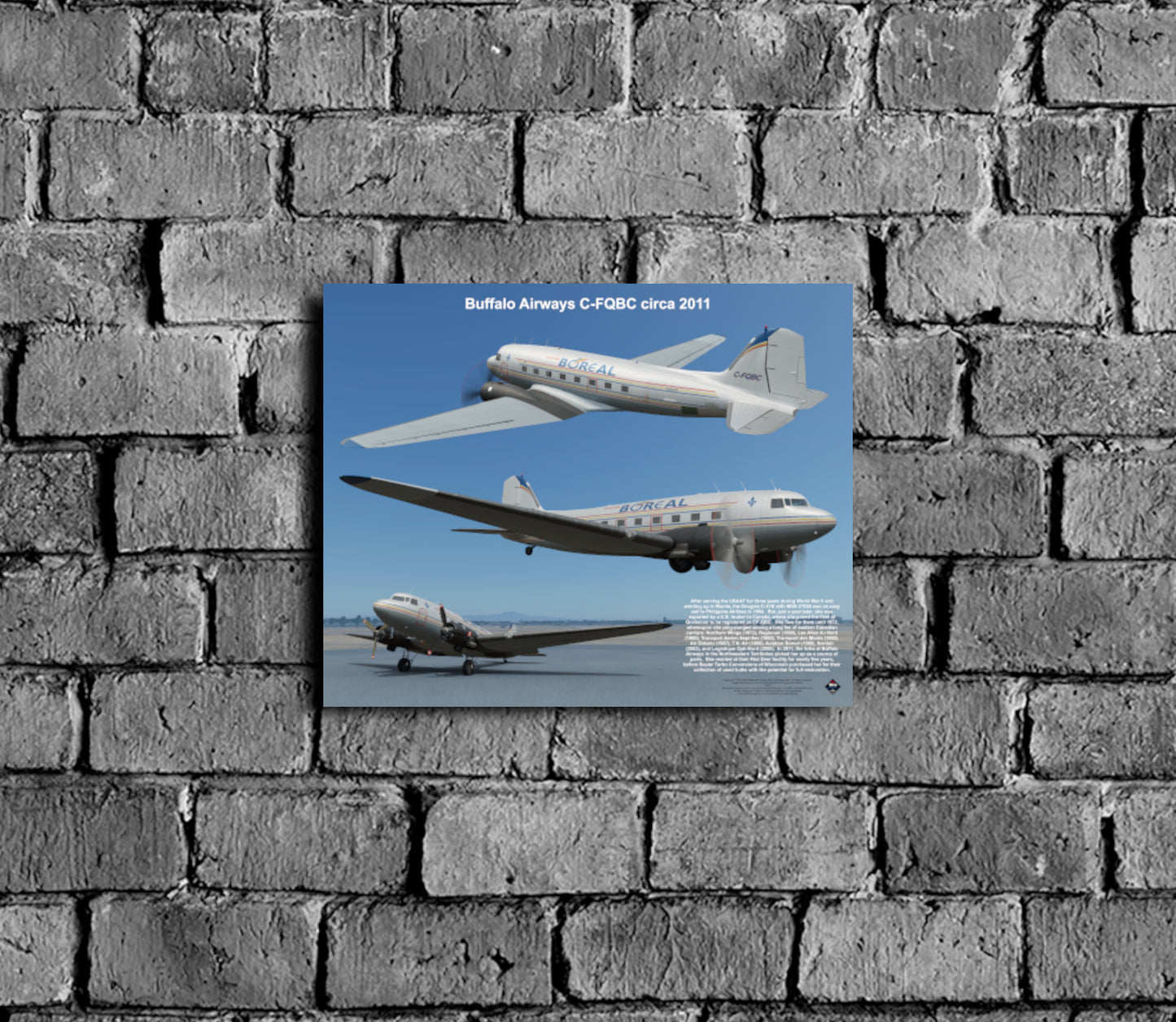 Design 1 (20" x 16") Douglas C-47 27026 Buffalo Airways C-FQBC 2011