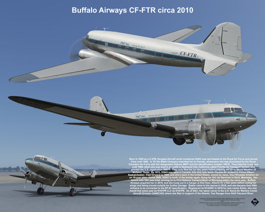 Design 1 (20" x 16") Douglas DC-3 32843 Buffalo Airways CF-FTR 2010