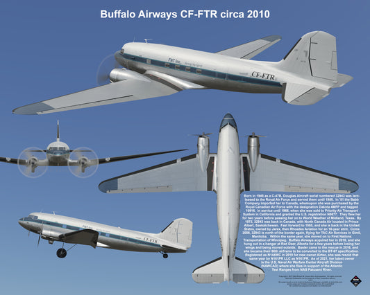 Design 2 (20" x 16") Douglas DC-3 32843 Buffalo Airways CF-FTR 2010