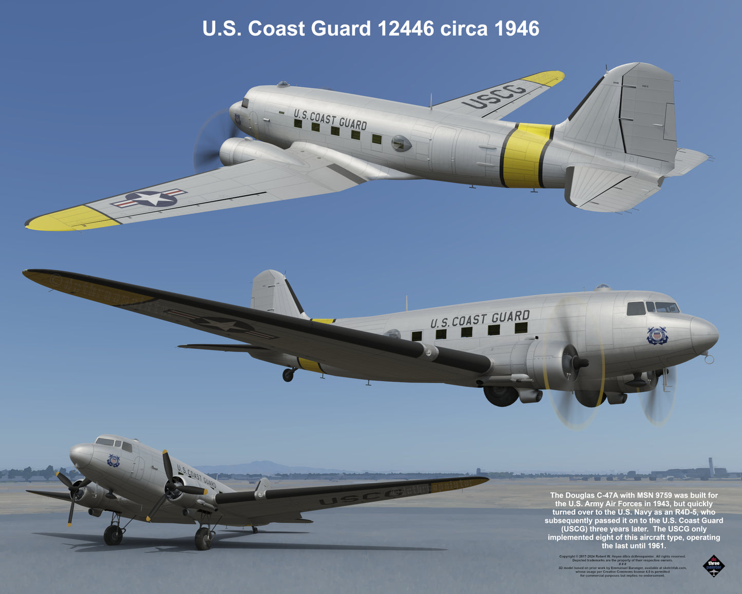 Design 1 (20" x 16") Douglas R4D 9759 U.S. Coast Guard 12446 1946