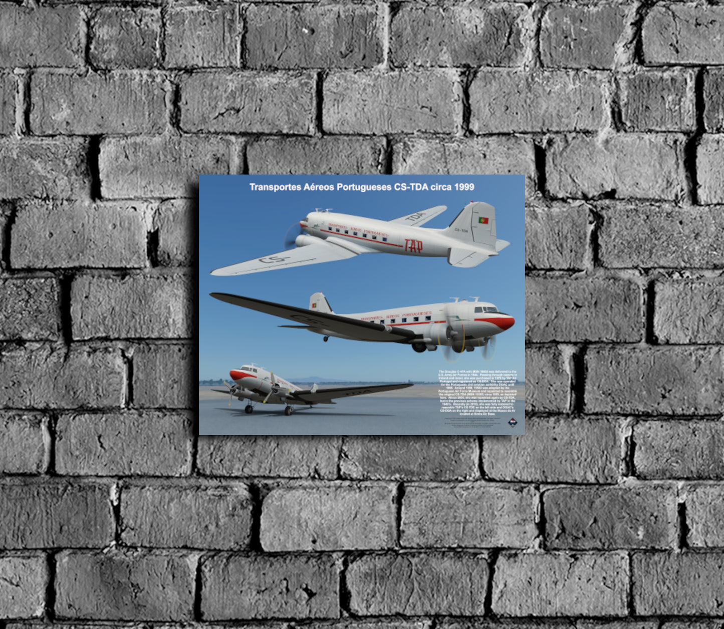 Design 1 (20" x 16") Douglas C-47 19503 Transportes Aéreos Portugueses CS-TDA 1999