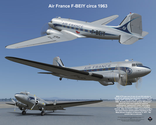 Design 1 (20" x 16") Douglas DC-3 4775 Air France F-BEIY 1963