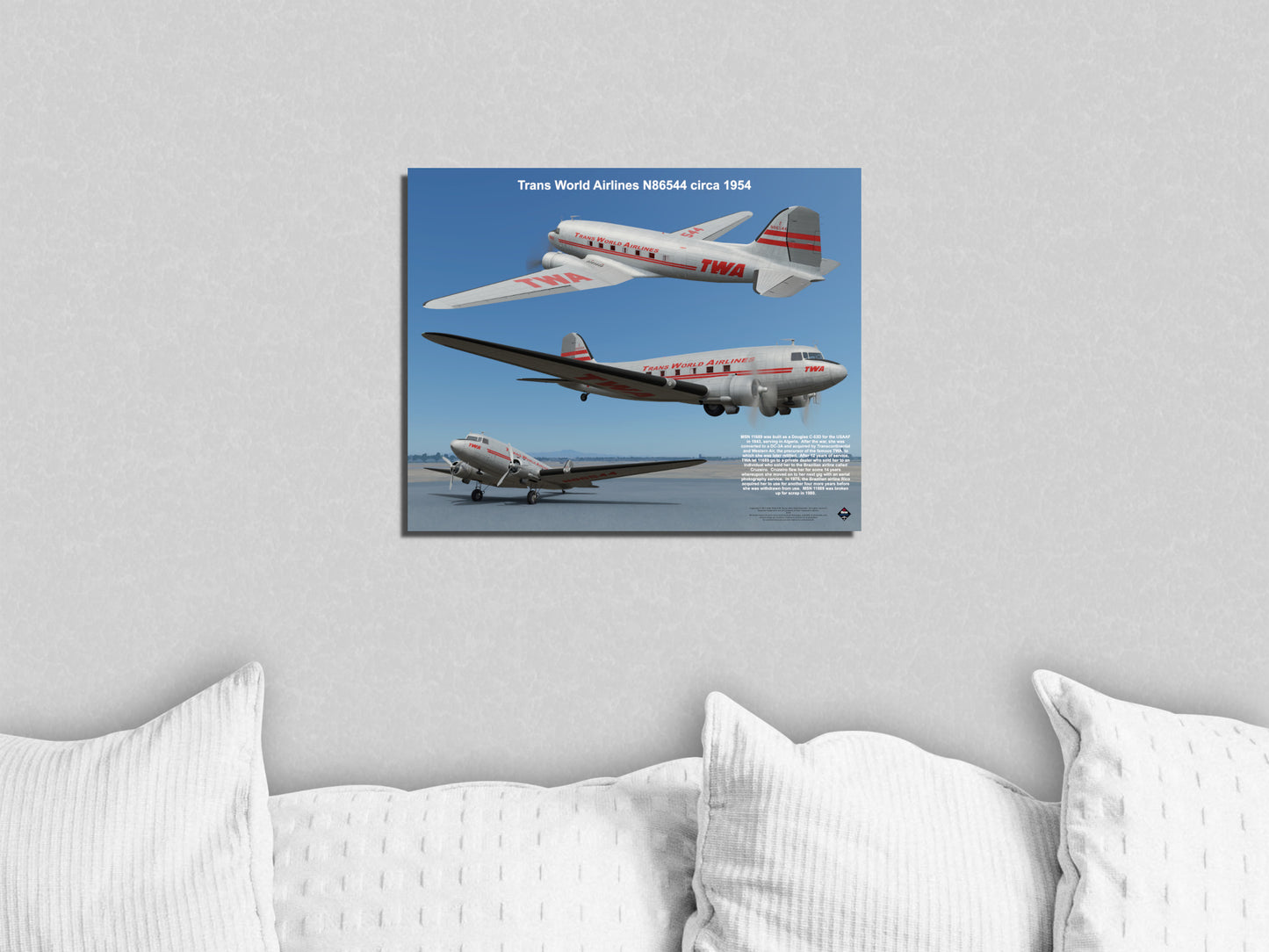 Design 1 (20" x 16") Douglas DC-3 11689 Trans World Airlines N86544 1954