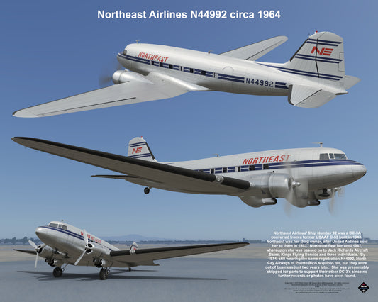 Design 1 (20" x 16") Douglas DC-3 11738 Northeast Airlines N44992 1964