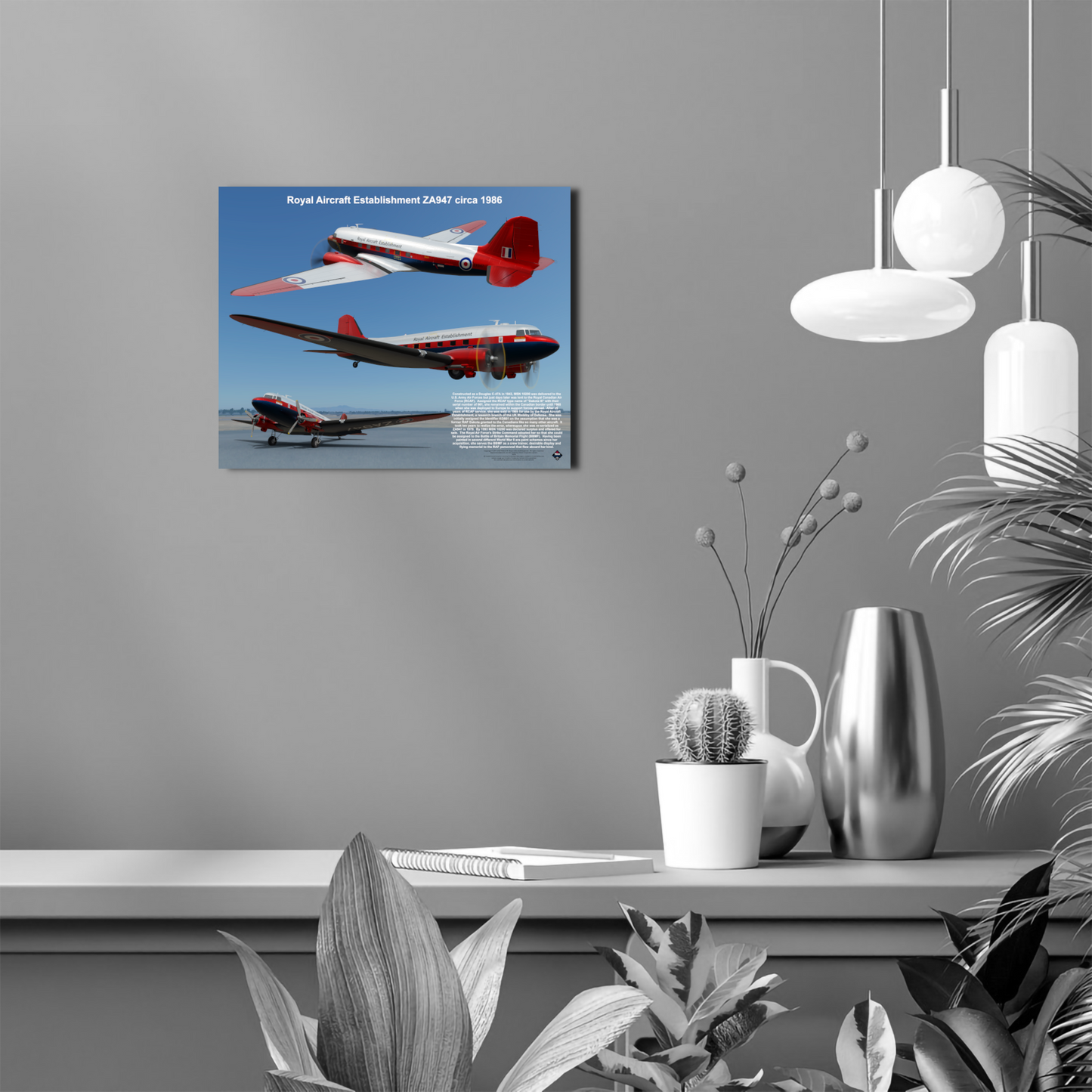 Design 1 (20" x 16") Douglas Dakota 10200 Royal Aircraft Establishment ZA947 1986
