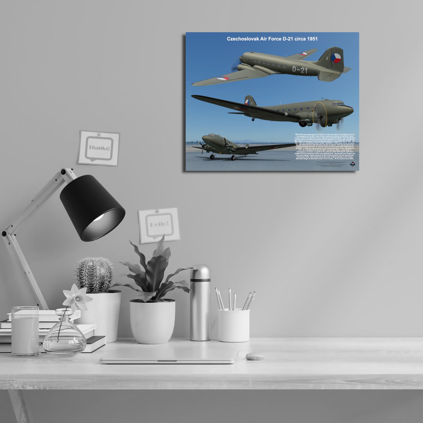 Design 1 (20" x 16") Douglas C-47 19474 Czechoslovak Air Force D-21 1951