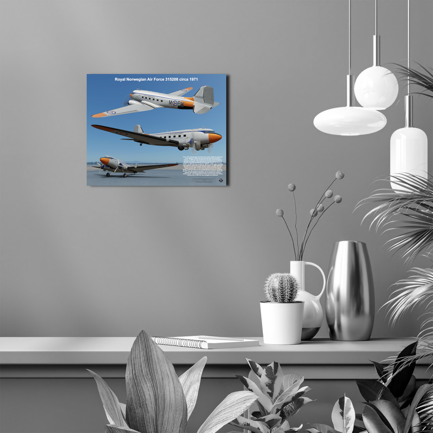 Design 1 (20" x 16") Douglas C-47 19674 Royal Norwegian Air Force 315208 1971