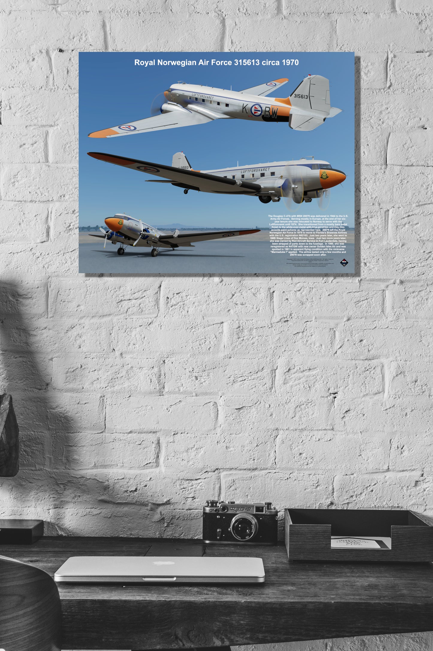 Design 1 (20" x 16") Douglas C-47 20079 Royal Norwegian Air Force 315613 1970