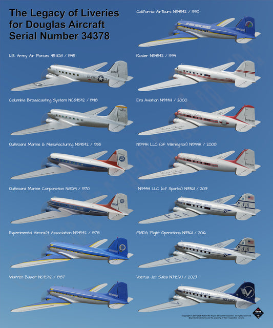 Design 4a (20" x 24") Legacy of Liveries for Douglas Aircraft Serial Number 34378