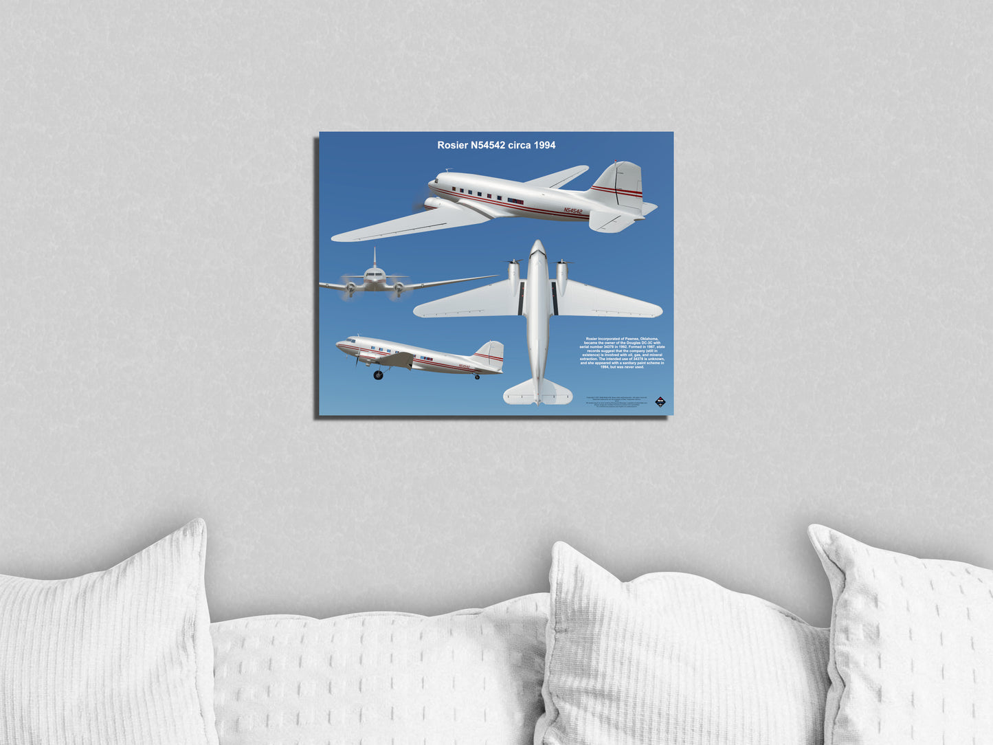 Design 2 (20" x 16") Douglas DC-3 34378 Rosier N54542 1994