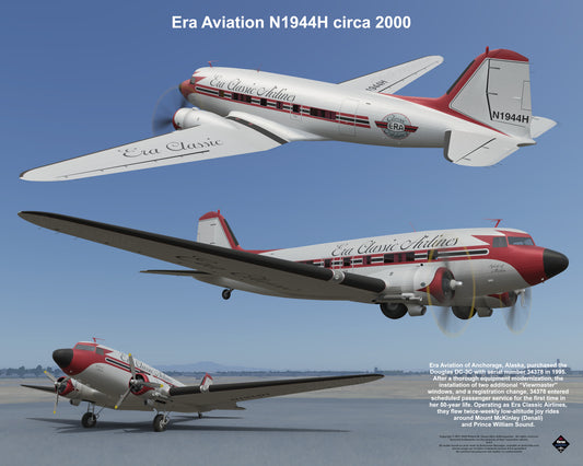Design 1 (20" x 16") Douglas DC-3 34378 Era Aviation N1944H 2000