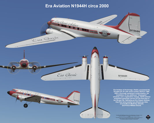 Design 2 (20" x 16") Douglas DC-3 34378 Era Aviation N1944H 2000