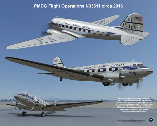 Design 1 (20" x 16") Douglas DC-3 34378 PMDG Flight Operations N33611 2016